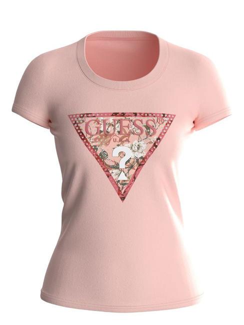GUESS SATIN Stretch cotton T-shirt wanna be pink - T-shirt