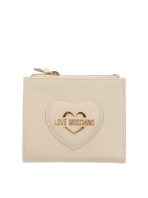 LOVE MOSCHINO BOLD HEART Small double zip wallet ivory - Women’s Wallets