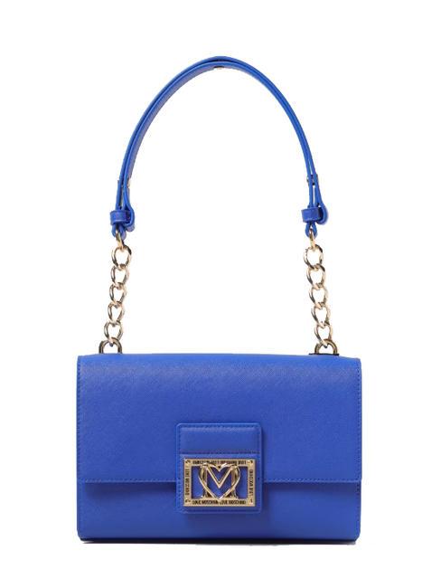 LOVE MOSCHINO LOGO PLAQUE CHAIN Small shoulder bag with shoulder strap sapphire - Women’s Bags