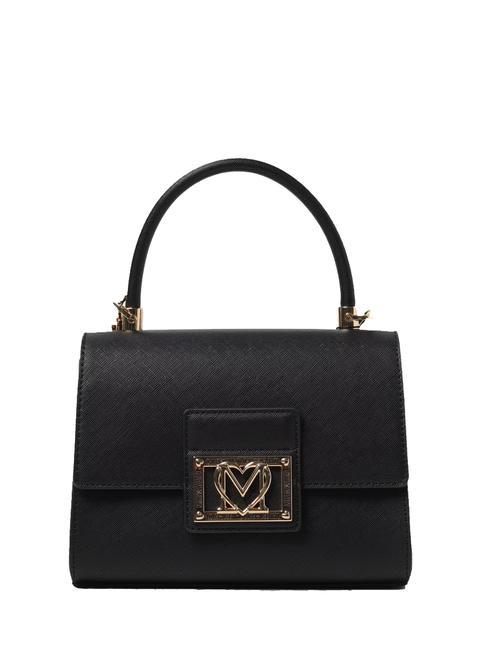 LOVE MOSCHINO LOGO PLAQUE CHAIN Mini handbag with shoulder strap Black - Women’s Bags