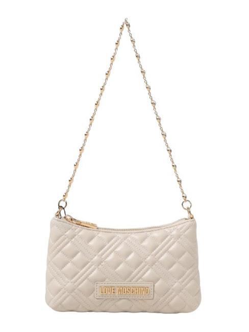 LOVE MOSCHINO QUILTED Metal chain bag with applications ivory - Women’s Bags