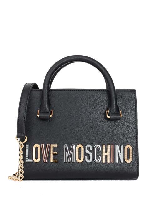 LOVE MOSCHINO BOLD LOVE LETTERING Small hand bag with shoulder strap Black - Women’s Bags