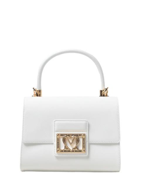 LOVE MOSCHINO LOGO PLAQUE CHAIN Mini handbag with shoulder strap White - Women’s Bags