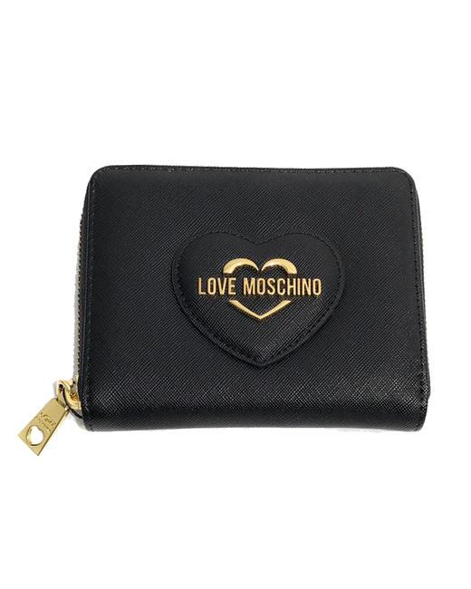 LOVE MOSCHINO BOLD HEART Medium zip around wallet Black - Women’s Wallets