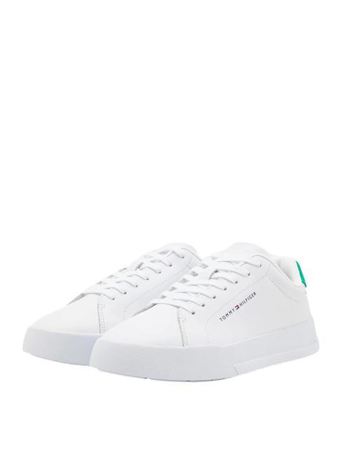 TOMMY HILFIGER TH COURT Leather sneakers white/olympic green - Men’s shoes