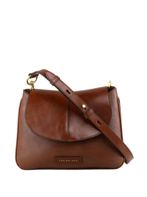 THE BRIDGE ELISABETTA Leather shoulder bag with flap BROWN - Women’s Bags