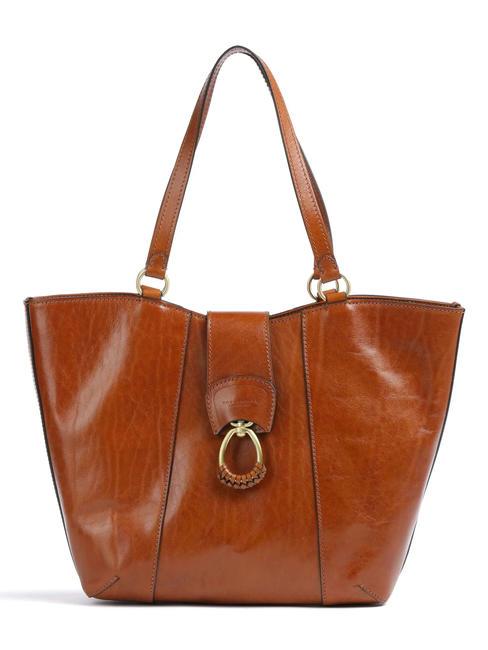 THE BRIDGE ERICA Leather shopper bag Cognac / Gold - Women’s Bags