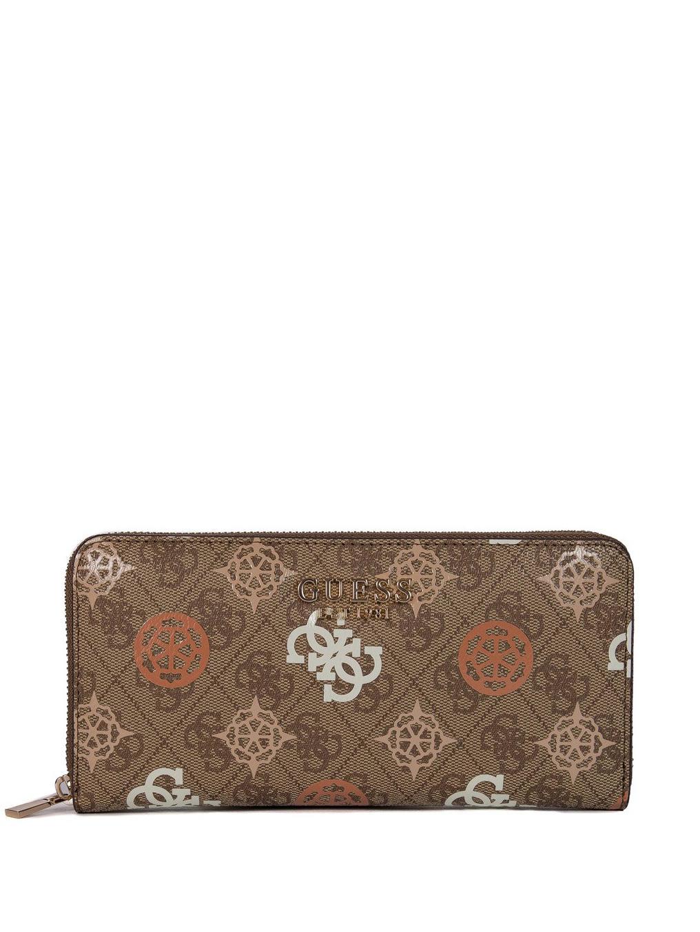 Guess Eliette Zip Around Wallet Milk Multi Logo - Buy At Outlet  