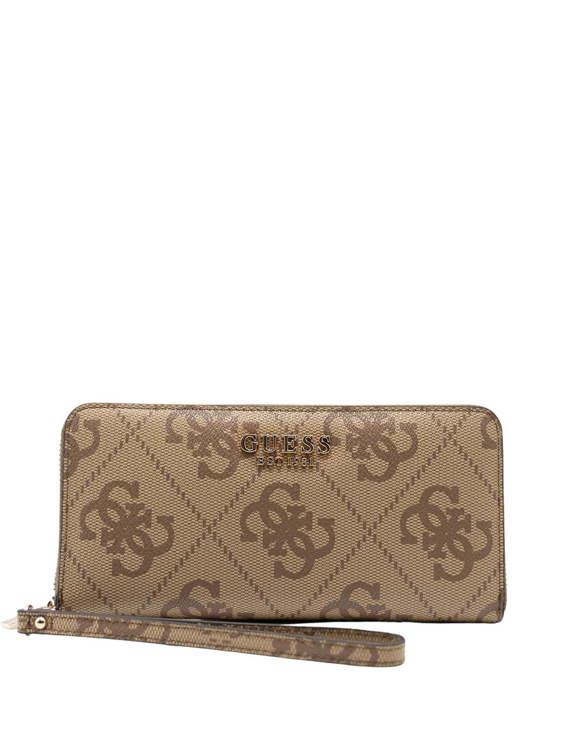 Guess Eliette Zip Around Wallet With Cuff Milk Logo - Buy At