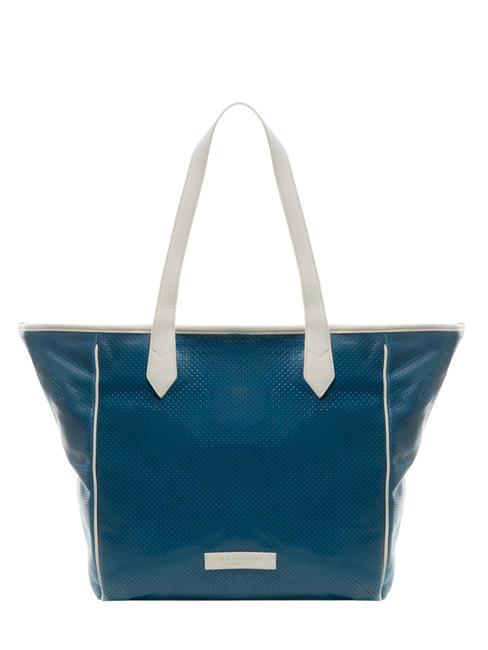 THE BRIDGE SHOPPER Micro-perforated leather bag blue abb. gold - Women’s Bags