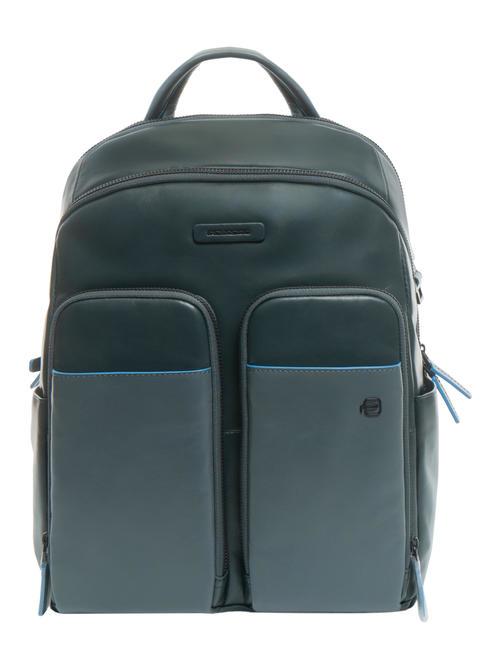 PIQUADRO BLUE SQUARE Revamp Leather backpack, 14" PC holder green gray - Laptop backpacks