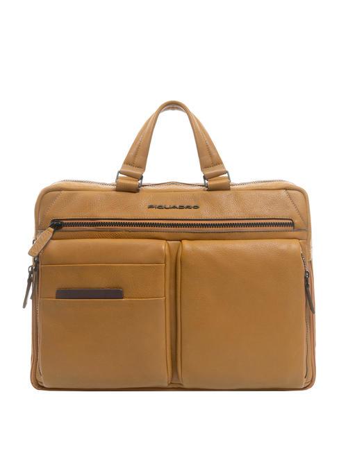 PIQUADRO PAAVO 15.6" laptop briefcase, in leather LEATHER - Work Briefcases