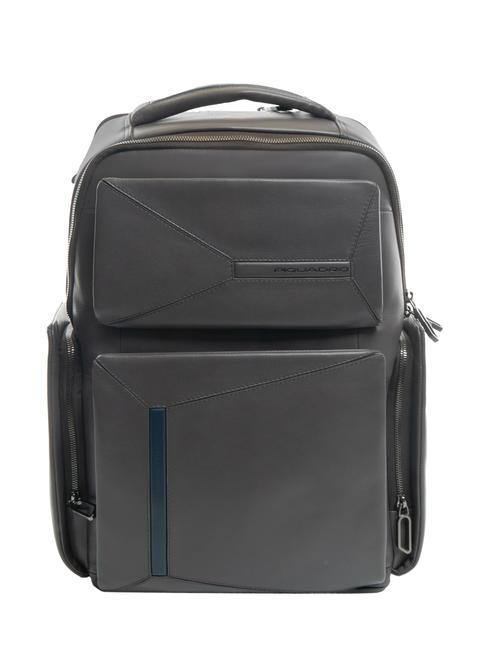 PIQUADRO RHINO  15.6" laptop backpack, in leather grey/blue - Backpacks