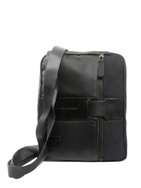 PIQUADRO TOKYO Large leather and fabric bag Black - Over-the-shoulder Bags for Men