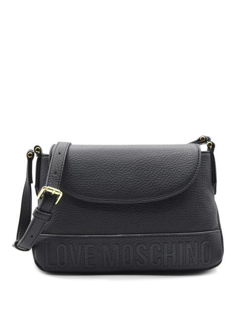 LOVE MOSCHINO EMBROIDERED LOGO Bag with shoulder flap Black - Women’s Bags