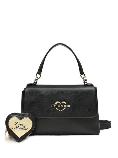 LOVE MOSCHINO METALLIC LOGO Hand bag with shoulder strap Black - Women’s Bags