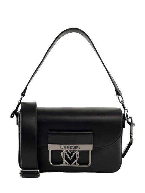 LOVE MOSCHINO PLAQUE METALLIC Small shoulder bag Black - Women’s Bags