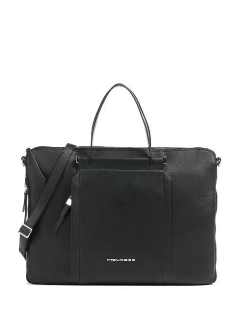 PIQUADRO CIRCLE 14" leather laptop bag Black - Hand luggage