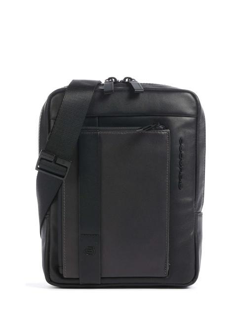 PIQUADRO DAVID Leather bag for iPad mini Black - Over-the-shoulder Bags for Men