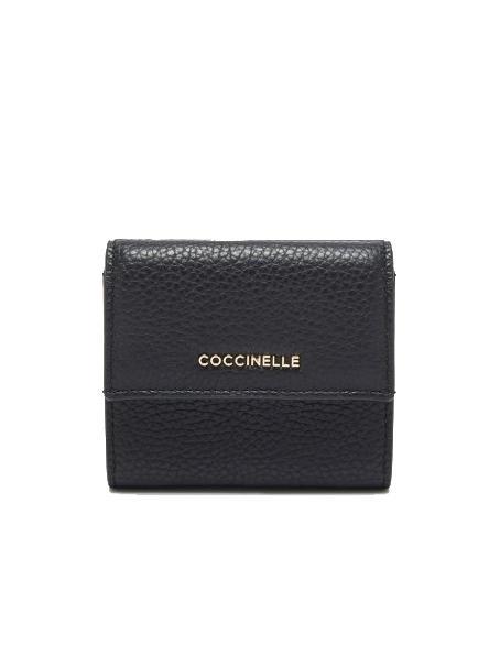 COCCINELLE METALLIC SOFT Pebbled leather wallet Black - Women’s Wallets