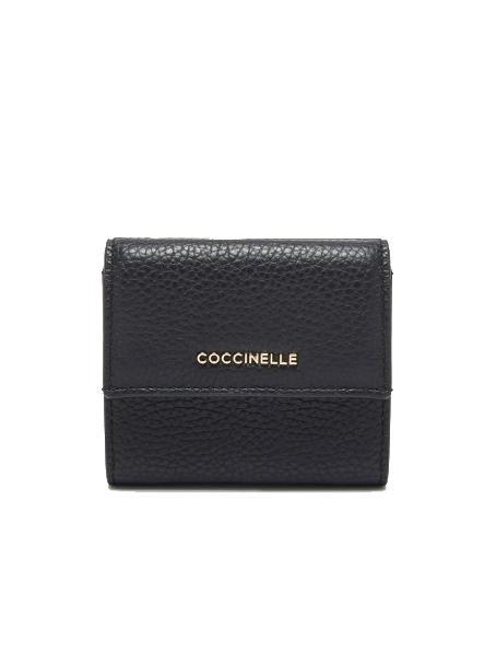 COCCINELLE METALLIC SOFT Pebbled leather wallet Black - Travel Accessories