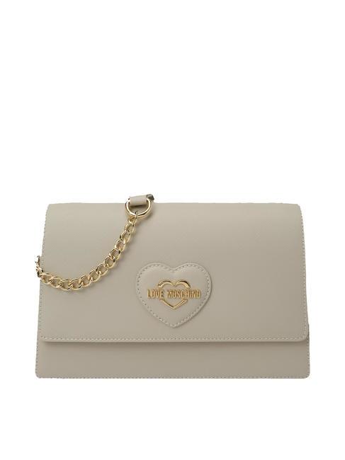 LOVE MOSCHINO BOLD HEART Shoulder bag with chain ivory - Women’s Bags