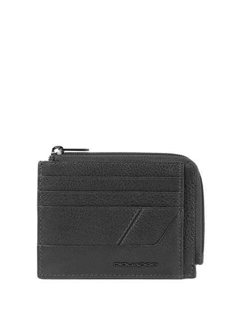 PIQUADRO S129  Leather card holder / coin purse Black - Men’s Wallets
