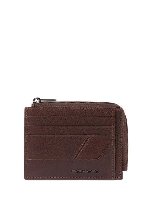 PIQUADRO S129  Leather card holder / coin purse MORO - Men’s Wallets