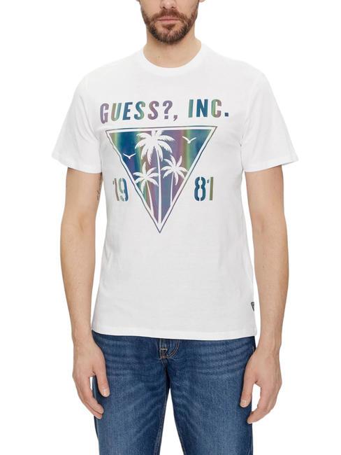 GUESS PALMS Cotton T-shirt purwhite - T-shirt