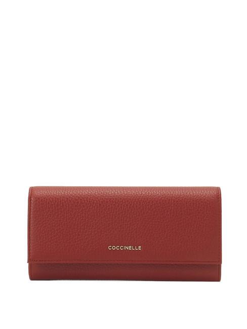 COCCINELLE METALLIC SOFT Wallet in hammered leather Maple - Women’s Wallets