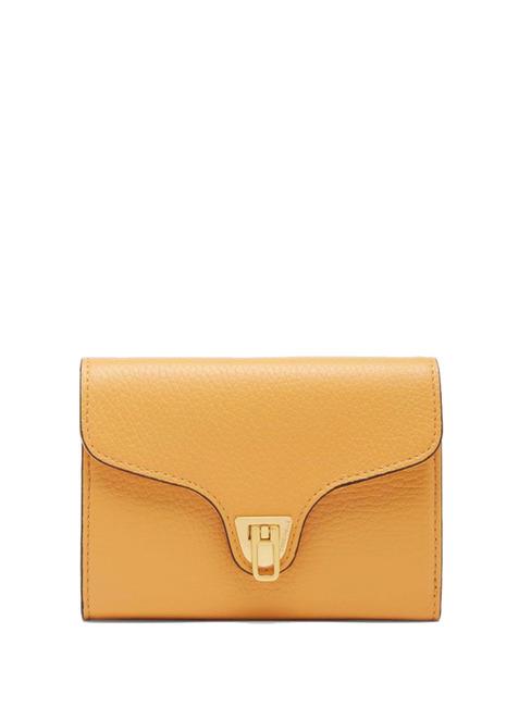 COCCINELLE BEAT SOFT Medium wallet in textured leather apricot - Women’s Wallets