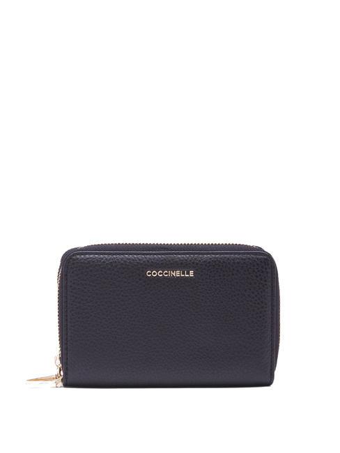 COCCINELLE METALLIC SOFT  Zip around leather wallet Black - Women’s Wallets