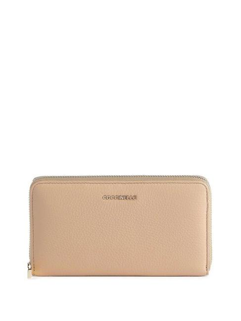 COCCINELLE METALLIC SOFT Textured leather zip wallet toasted - Women’s Wallets
