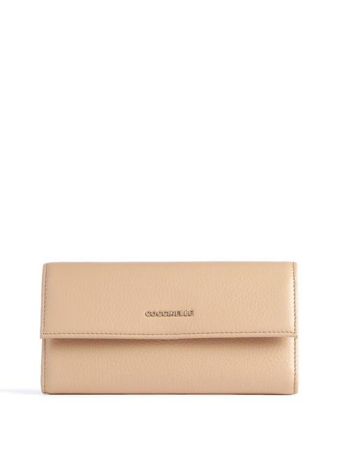 COCCINELLE METALLIC SOFT Wallet in hammered leather toasted - Women’s Wallets