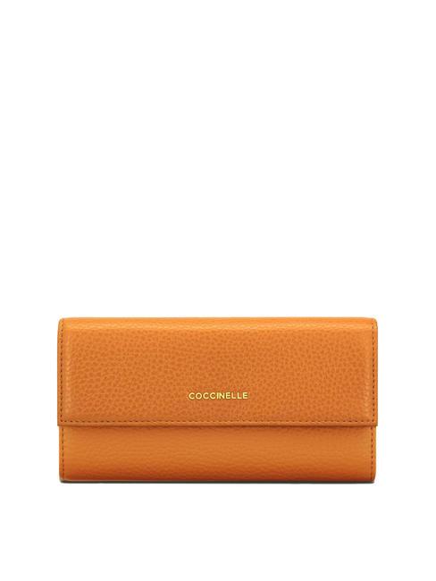 COCCINELLE METALLIC SOFT Wallet in hammered leather paprika - Women’s Wallets