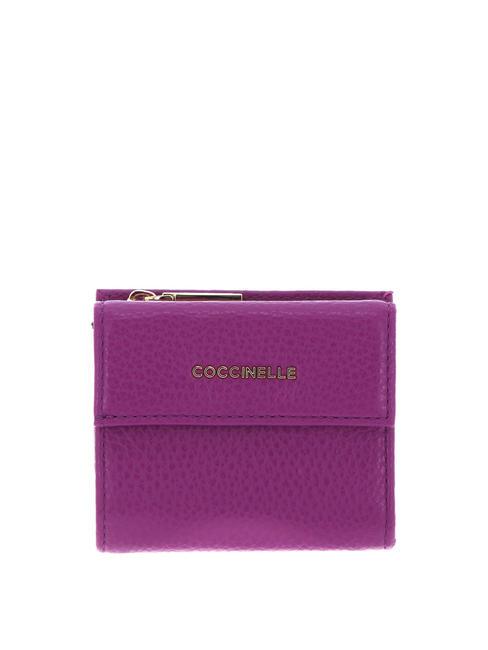 COCCINELLE METALLIC SOFT Mini wallet in leather dahlia - Women’s Wallets