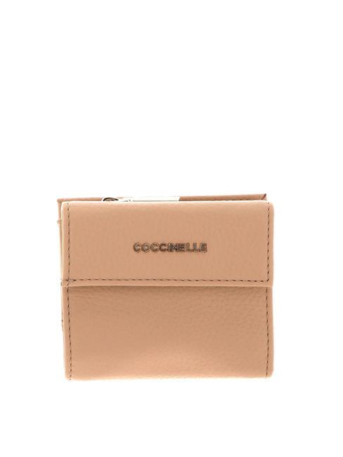 COCCINELLE METALLIC SOFT Mini wallet in leather toasted - Women’s Wallets