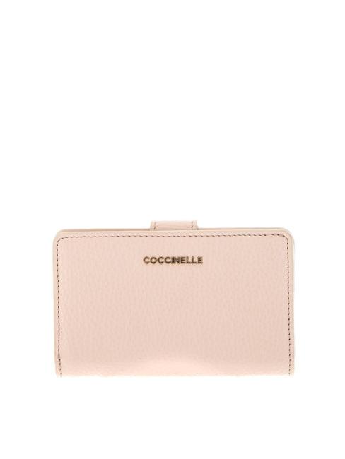COCCINELLE METALLIC SOFT Wallet in hammered leather creamy pink - Women’s Wallets