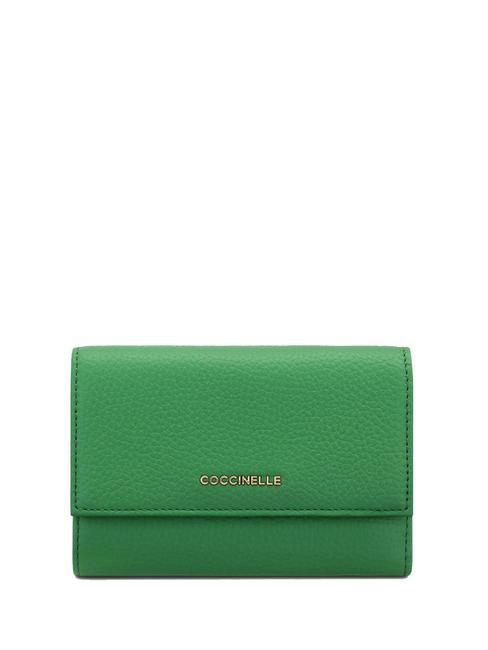 COCCINELLE METALLIC SOFT Hammered leather bifold wallet peppermint - Women’s Wallets