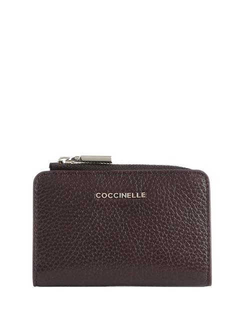 COCCINELLE METALLIC LOGO Leather card holder there - Women’s Wallets