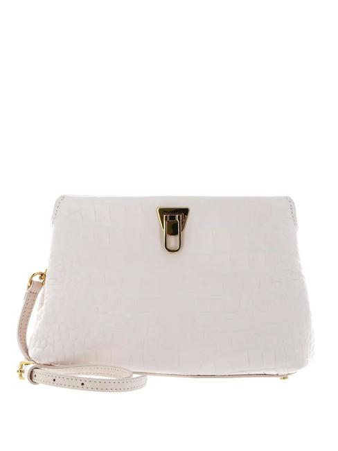 COCCINELLE BEAT CLUTCH CROCO Printed leather pochette creamy pink - Women’s Bags