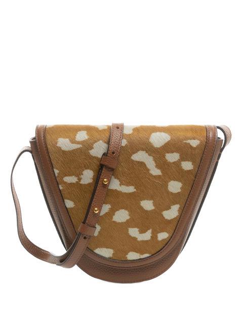 COCCINELLE JOSEPHINE PONY Leather bag with ponyskin style insert mul.brule/brule - Women’s Bags