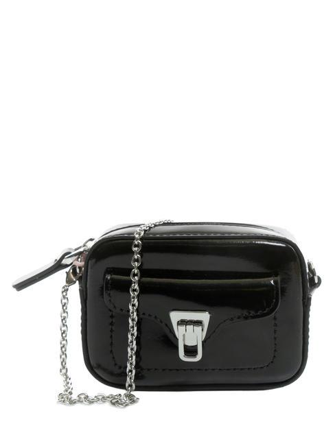COCCINELLE BEAT SHINY CALF Micro brushed leather bag Black - Women’s Bags