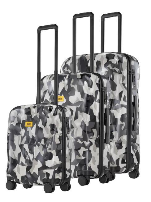 CRASH BAGGAGE ICON PATTERN Set of 3 trolleys: cabin, medium, large camo grey - Trolley Set