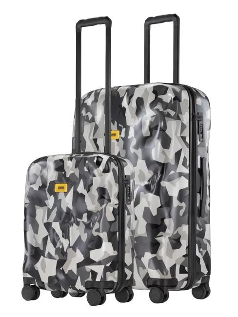 CRASH BAGGAGE ICON PATTERN Set of 2 trolleys: cabin and large camo grey - Trolley Set