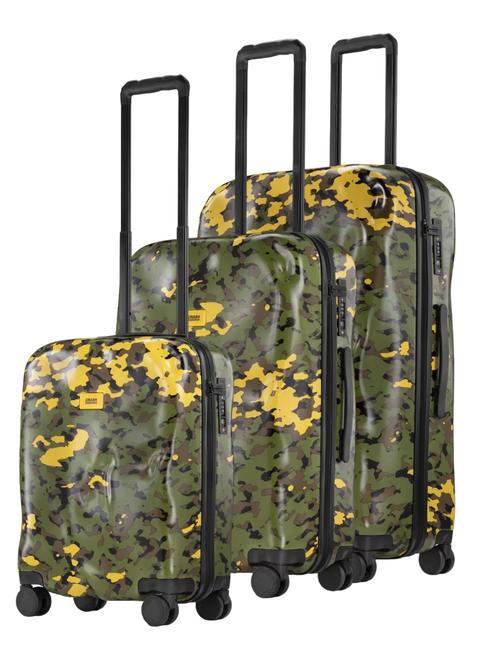 CRASH BAGGAGE ICON PATTERN Set of 3 trolleys: cabin, medium, large camo green - Trolley Set