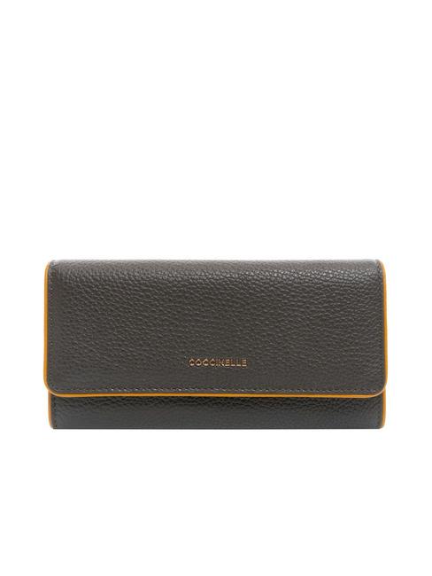 COCCINELLE METALLIC BICOLOR Large textured leather wallet bark/resin - Women’s Wallets