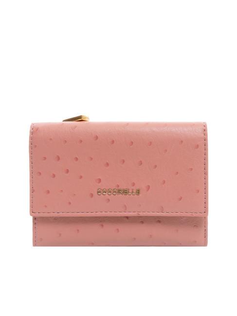 COCCINELLE METALLIC OSTRICH Medium wallet in printed leather camellia - Women’s Wallets