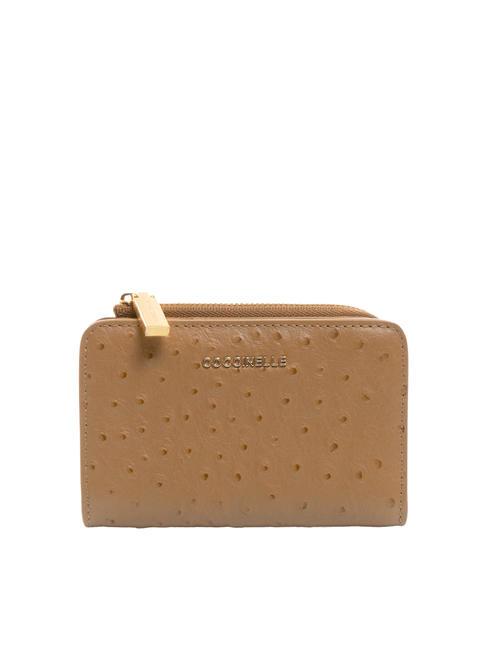 COCCINELLE METALLIC OSTRICH Medium wallet in printed leather hazelnut - Women’s Wallets