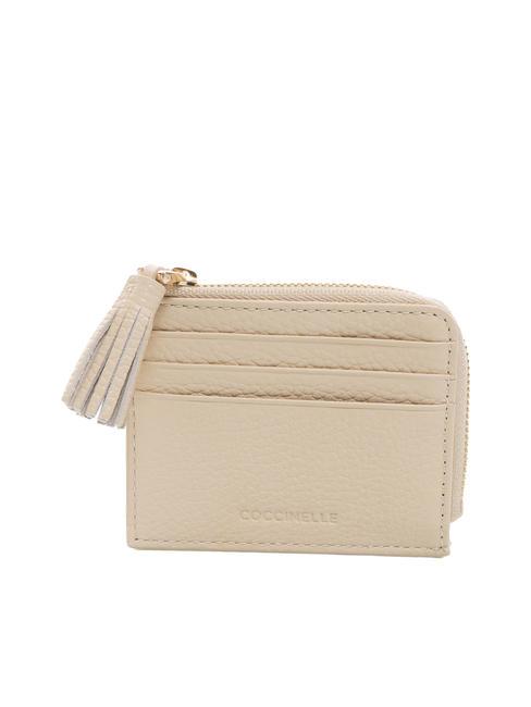 COCCINELLE TASSEL Card holder with zip in hammered leather silk - Women’s Wallets